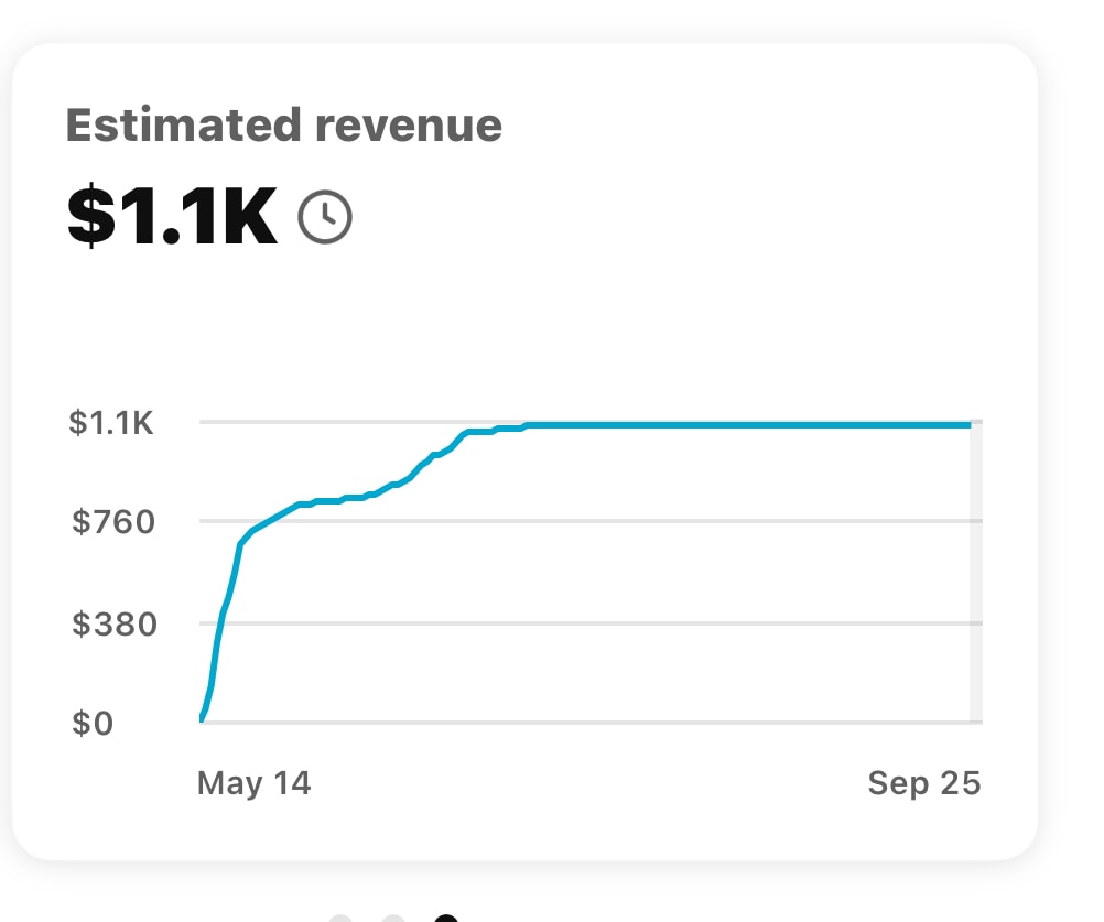 Revenue screenshot $1.1K